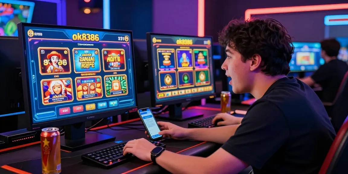 Engaged player experiencing the thrill of online gaming with nhà cái ok8386.