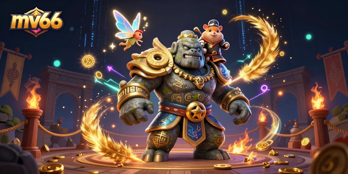 Experience thrilling excitement at mv66 with dynamic casino games featuring epic characters in a vibrant scene.