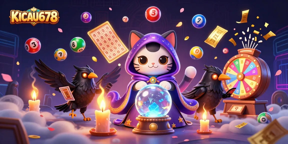 Experience thrilling gameplay with KICAU678, featuring mystical cat and raven in an engaging casino scene.