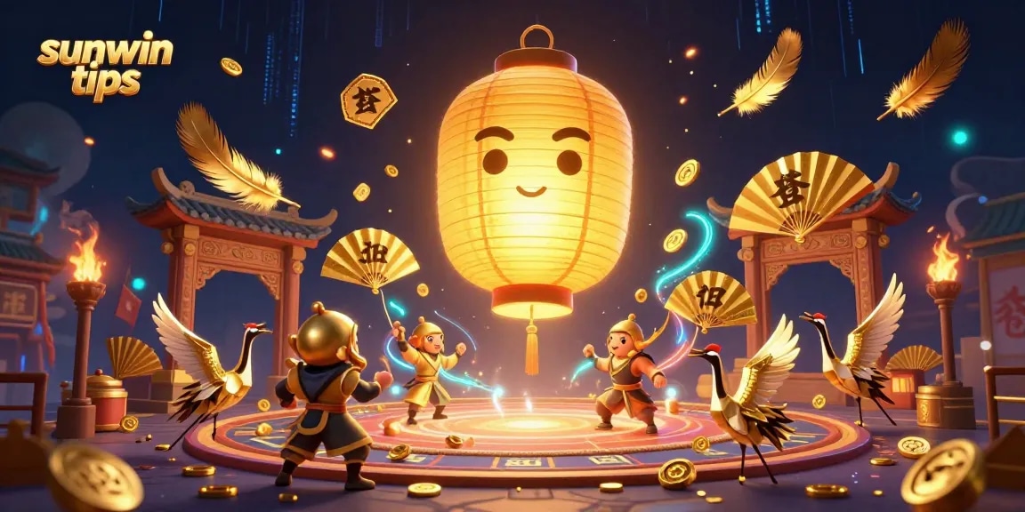 Spin and win with sunwin tips in a lavish night market casino featuring a golden spirit.