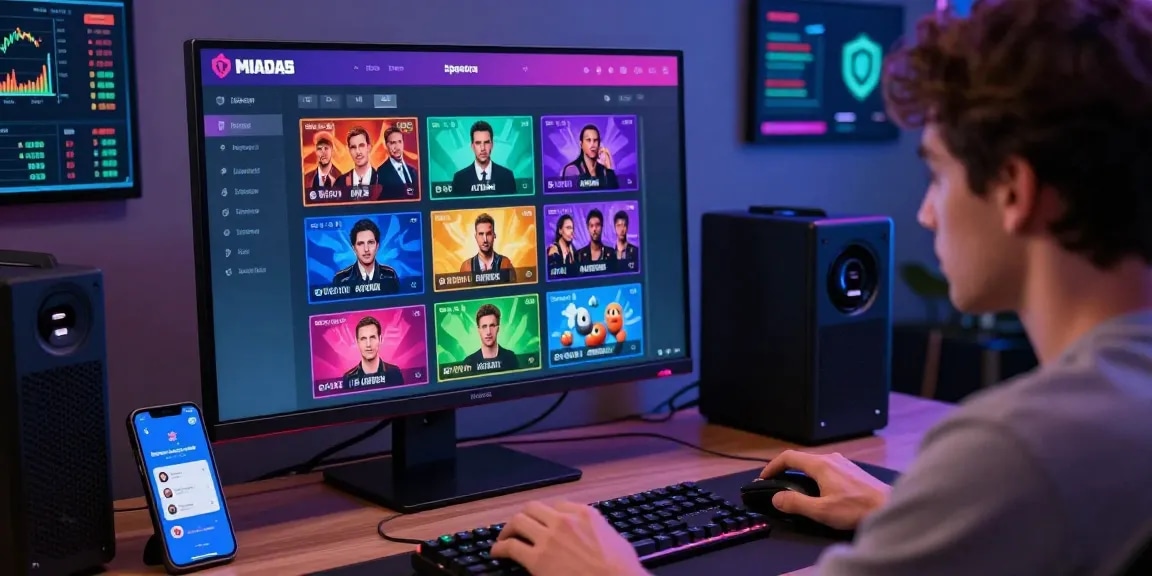 Engaged user exploring interactive features on https://88m.locker/ casino, showcasing a vibrant tech interface and modern design elements.