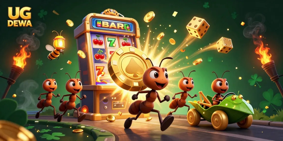 Experience thrilling wins with UG DEWA as vibrant ant characters navigate an epic casino heist!