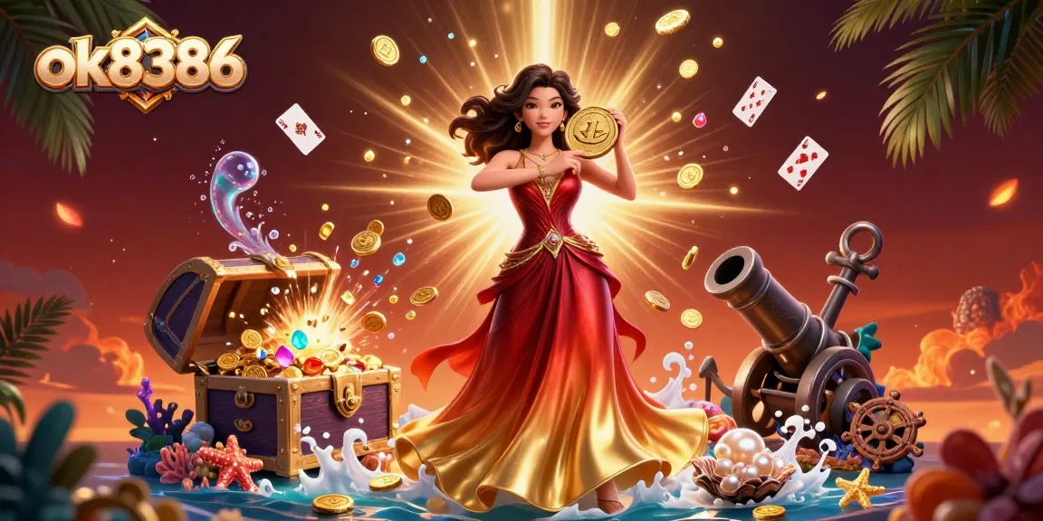 Experience thrilling gameplay at ok8386, where excitement rains down with sparkling coins and gems.