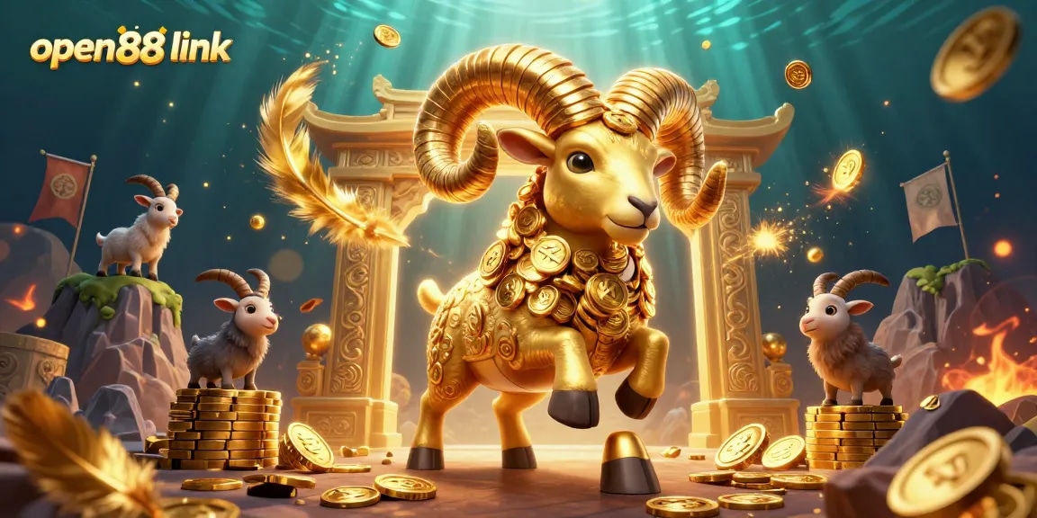 Experience the dynamic action of winning at the open88 link with a thrilling gaming scene featuring a golden ram.