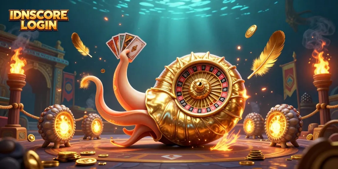 Engage in exciting gameplay with IDNSCORE LOGIN featuring a vibrant scene with casino elements.