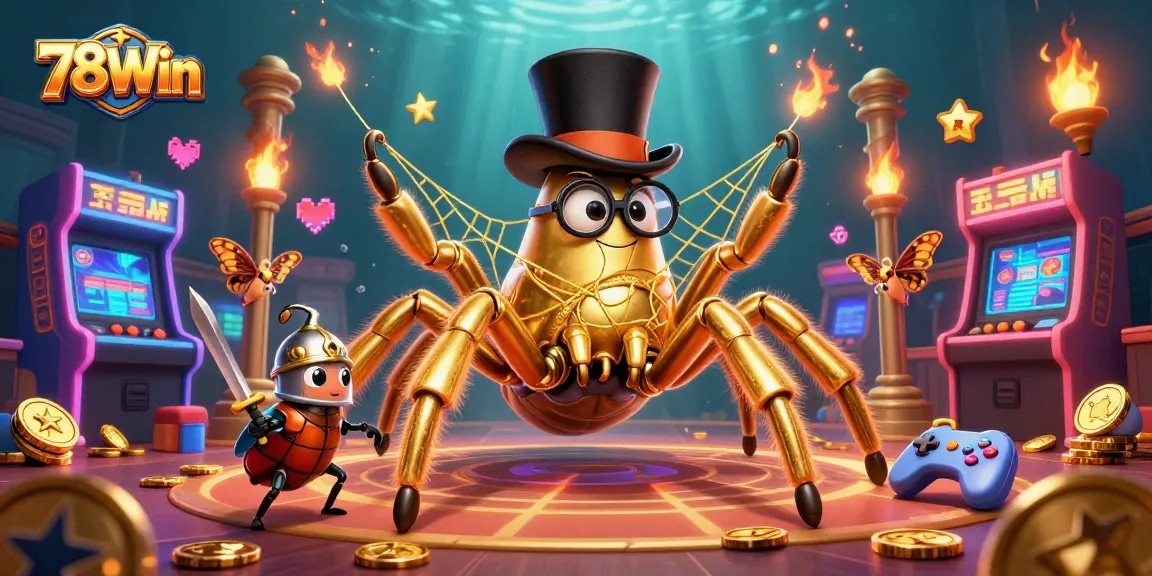 Engage in thrilling games at 78Win, featuring a colorful casino scene with captivating characters.