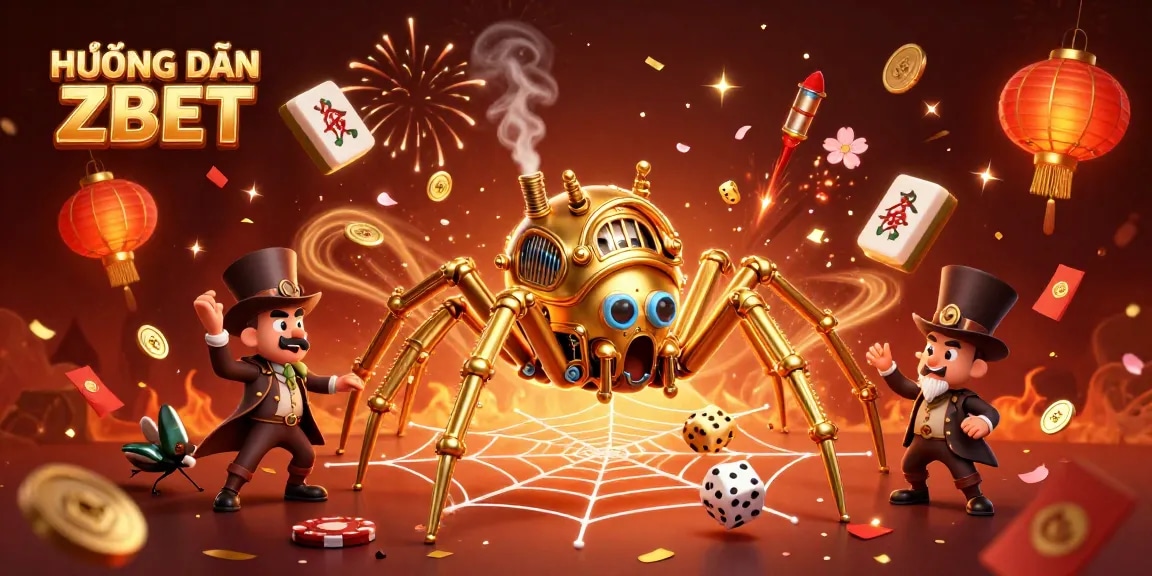Engage in thrilling gameplay with HƯỚNG DẪN ZBET's vivid 3D casino scene featuring a golden spider.