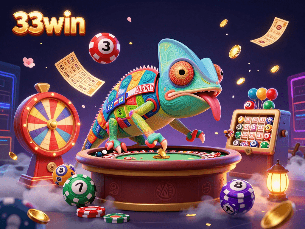 Experience thrilling games at 33win with vibrant casino elements and engaging characters.