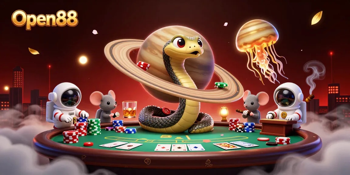 Engage in exciting casino adventures at Open88 with a cosmic roulette and animated characters.