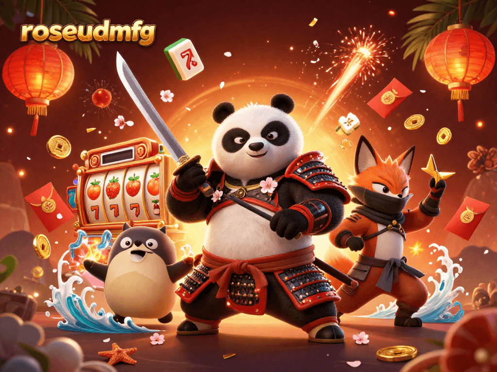 Experience the excitement of rosebudmfg with a vibrant 3D casino illustration featuring animated gaming characters.