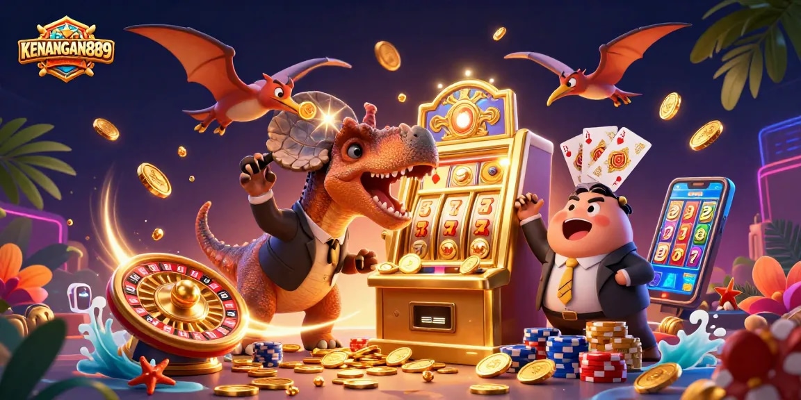 Experience thrilling jackpots at KENANGAN889 with dynamic scenes of exciting slot action and engaging casino elements.