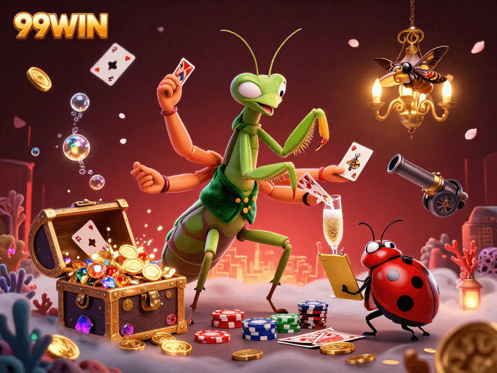 Experience dynamic gaming with 99WIN featuring vibrant characters and rich casino atmosphere.