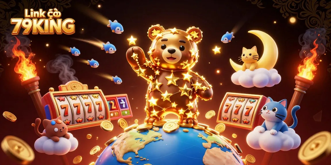 Engage with Link vào 79KING and explore exciting jackpot slots, dynamic character scene with 3D elements.