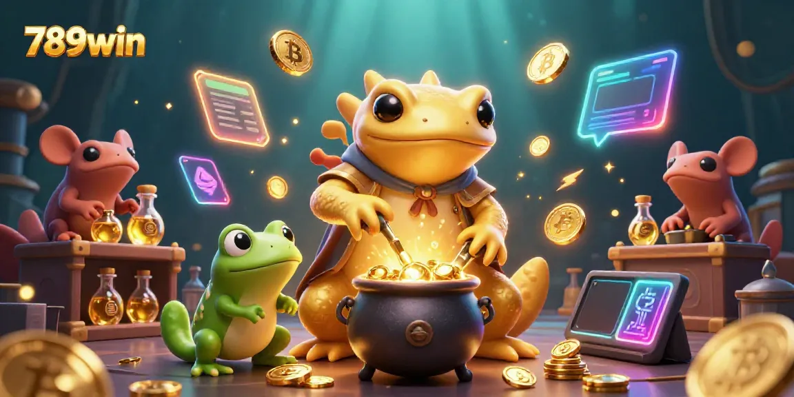 Experience the vibrant magic of 789win with golden alchemical transformations and crypto themes in a casino setting.