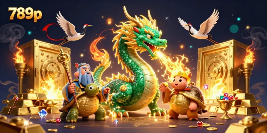 Engage with 789p’s vibrant gaming world featuring a magical dragon and precious treasures.