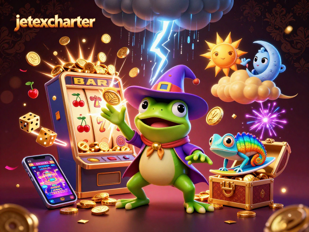 Play thrilling games at jetexcharter with vibrant 3D illustrations showcasing exciting casino elements.