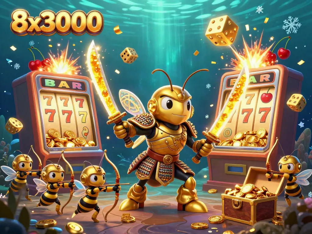 Experience the thrilling world of gambling at 8x3000 with a golden samurai hornet launching a jackpot.
