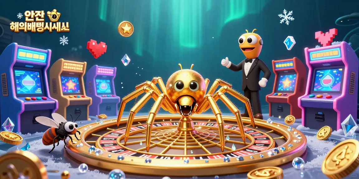 Experience the thrill of 안전 해외배팅사이트 with a 3D golden spider and interactive game elements.