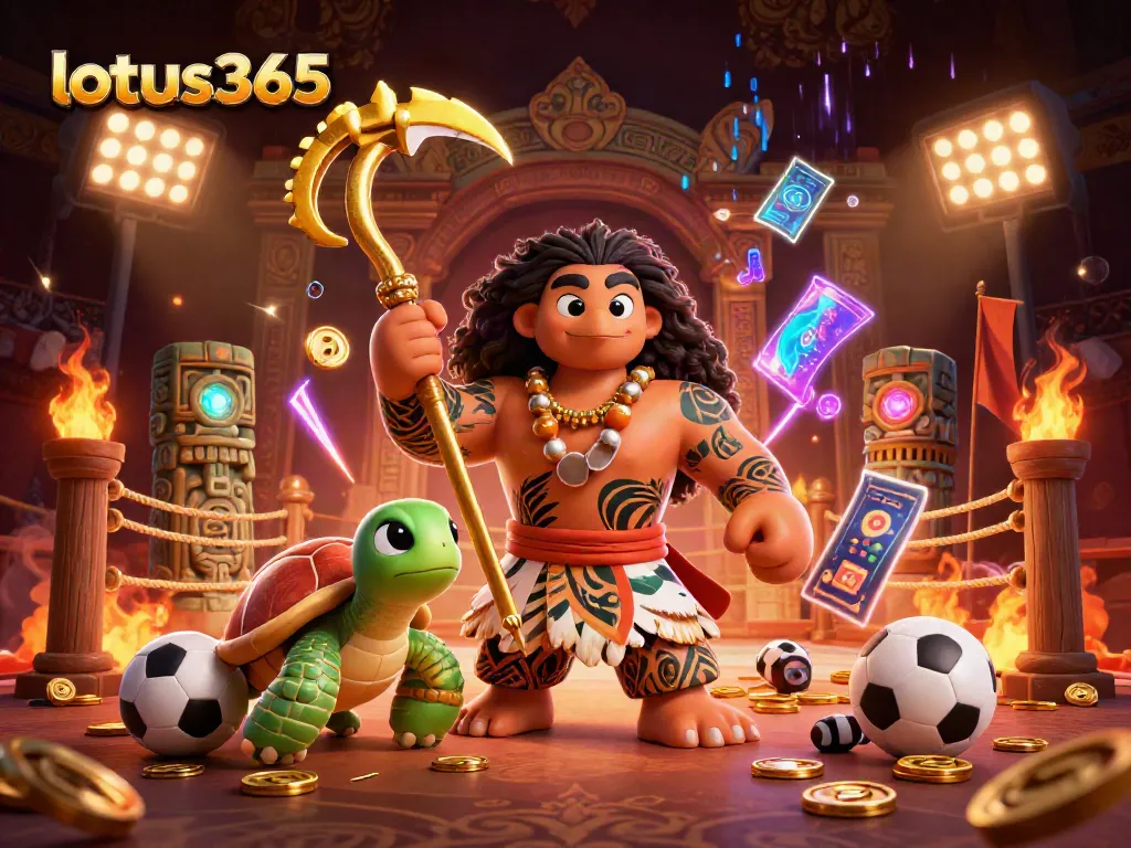 Engage with lotus365's vibrant sports betting atmosphere featuring dynamic characters and casino elements.