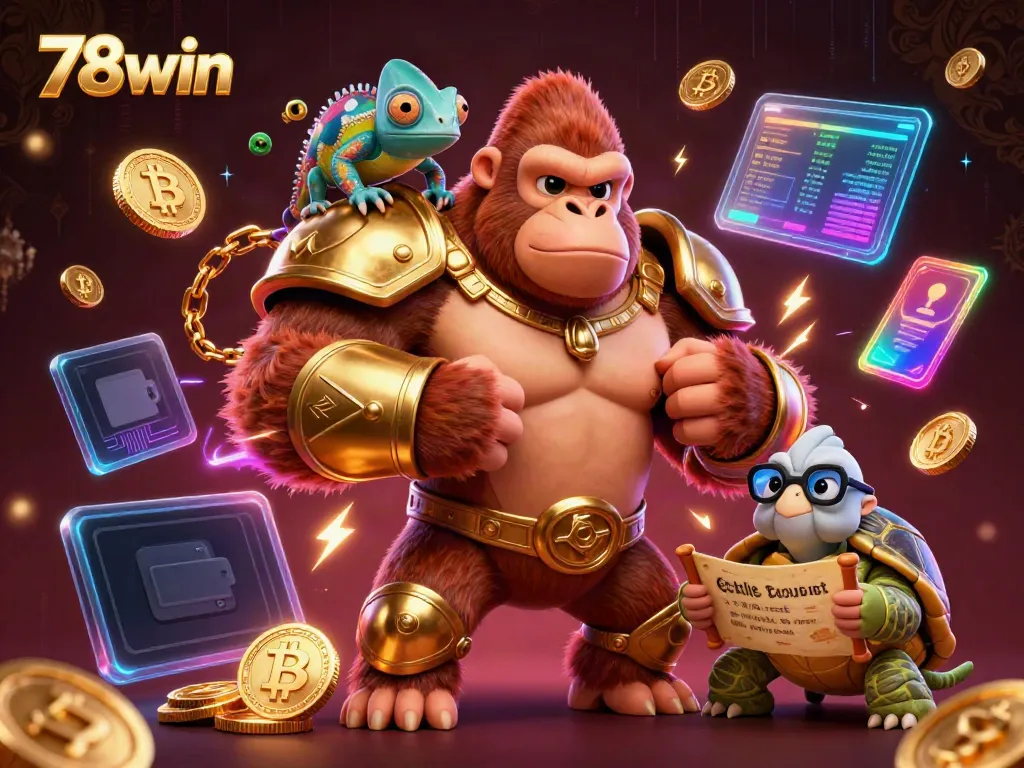 Engage with 78win as a powerful gorilla king and companion characters represent dynamic gambling strategies.