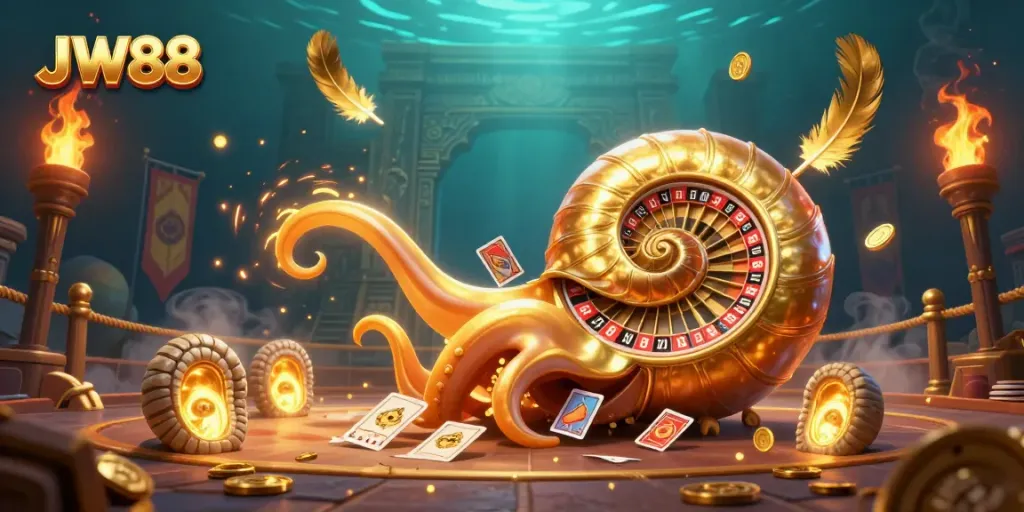 Experience thrilling gameplay from JW88's dynamic casino scene with unique characters and vibrant elements.